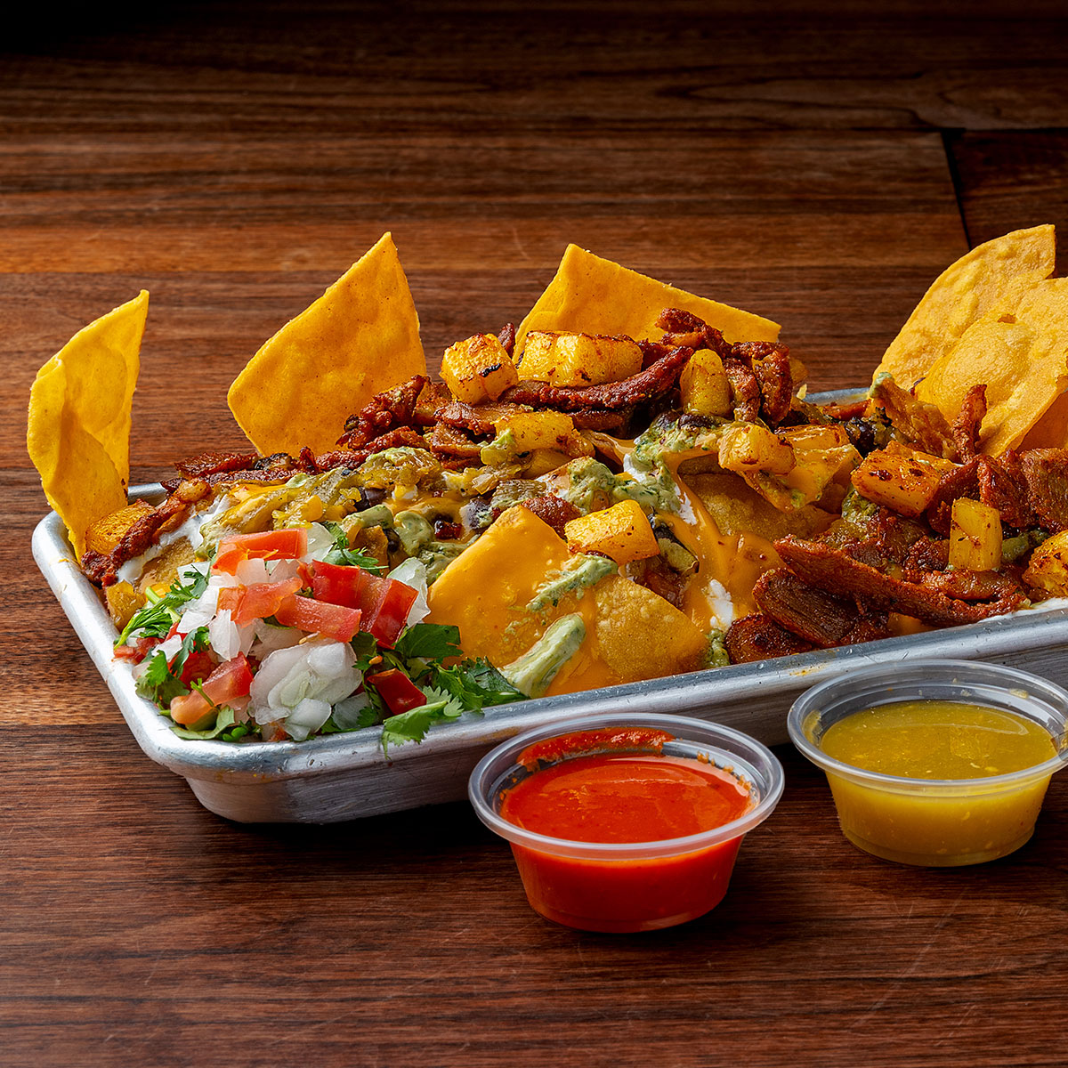 Nachos and homemade authentic Mexican tortilla chips catered by Fusion Catering in Santa Fe New Mexico